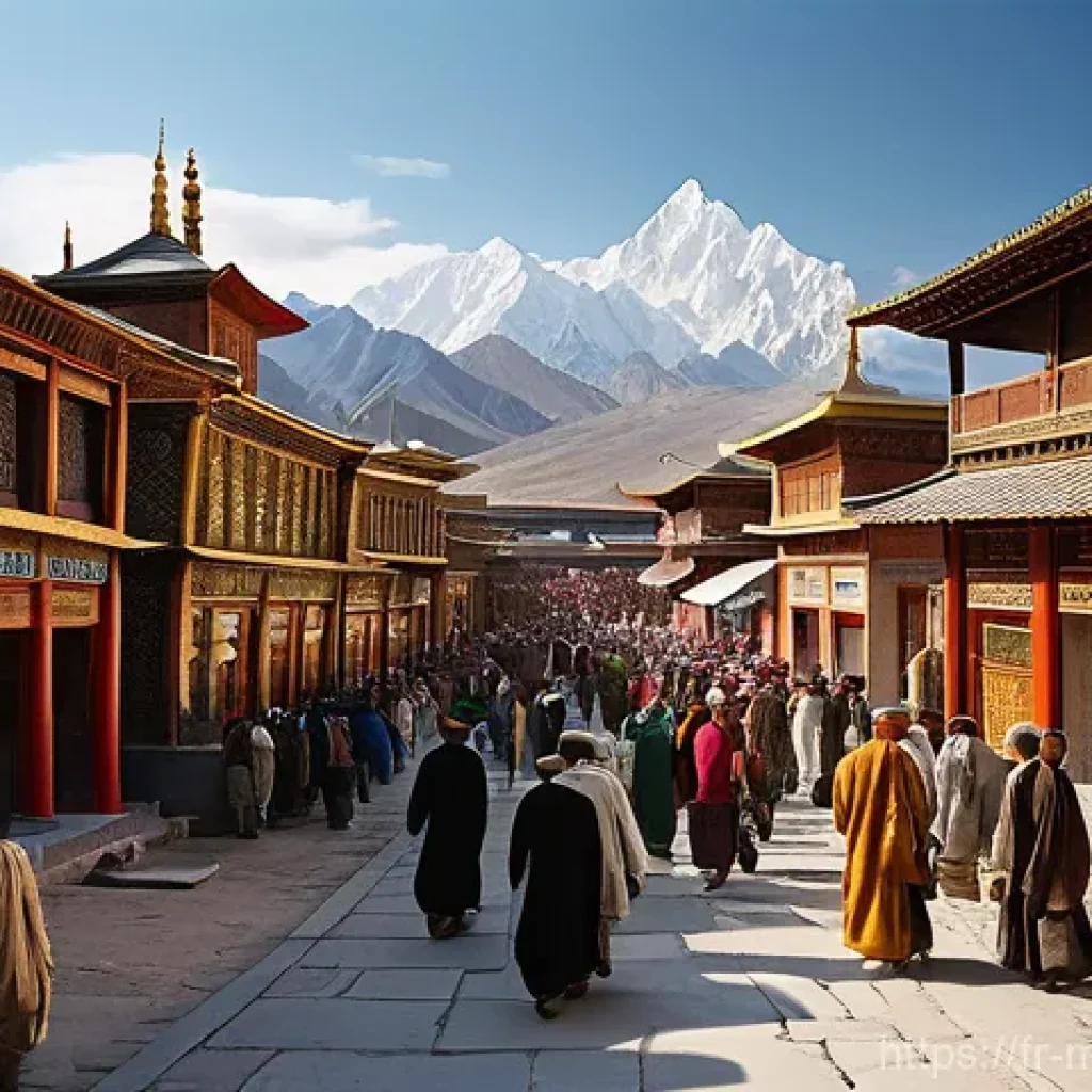 몽골 황금기 시대 유적 - A vibrant and bustling street scene in the ancient city of Karakorum during the 13th century. The ma...