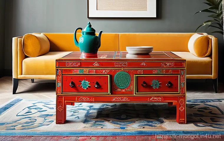 몽골의 전통 가구 - **A Traditional Mongolian Avdar (Chest) as a Modern Focal Point:**
    "A stunning, richly lacquered...