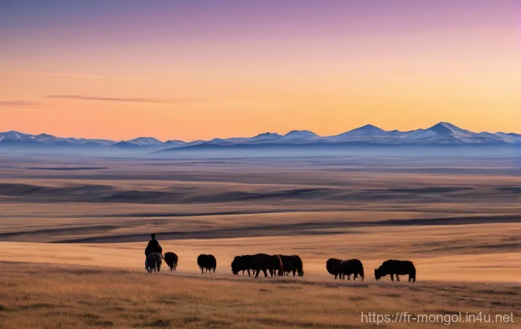 몽골 여행 시 소통 팁 - **Prompt:** A vibrant, bustling outdoor market scene in a rural Mongolian town. A young, curious tra...