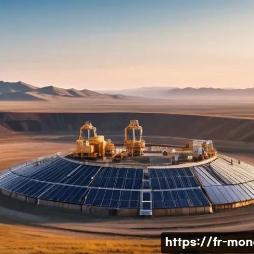 Home 33 몽골 경제 성장 요인 - A panoramic view of a modern Mongolian mining site during golden hour, showcasing large copper and c...